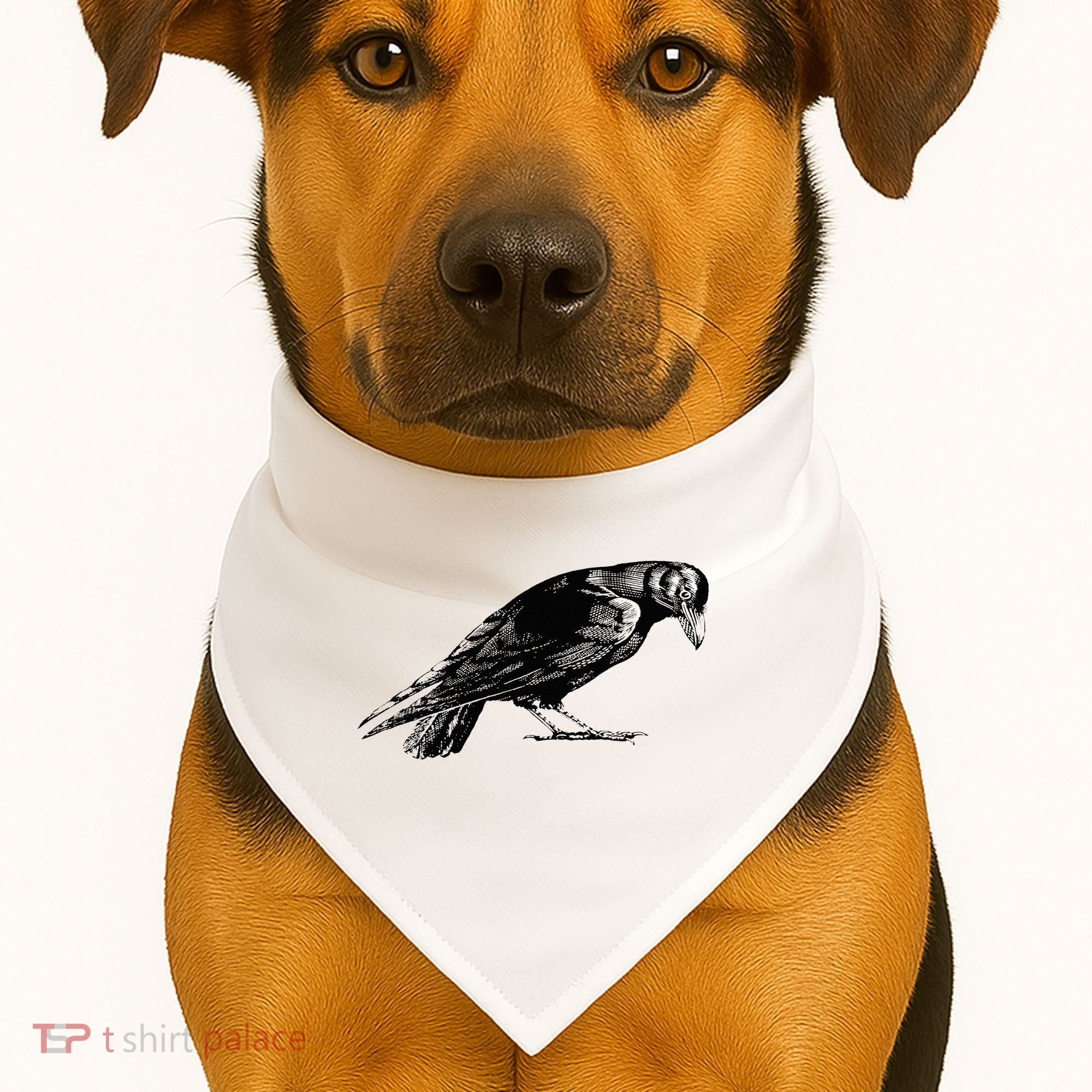 Antique Crow or Raven USA-Made Doggie Bandana