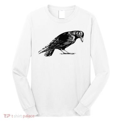 Antique Crow or Raven Long Sleeve Shirt