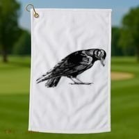 Antique Crow or Raven Golf Towel thumb 1