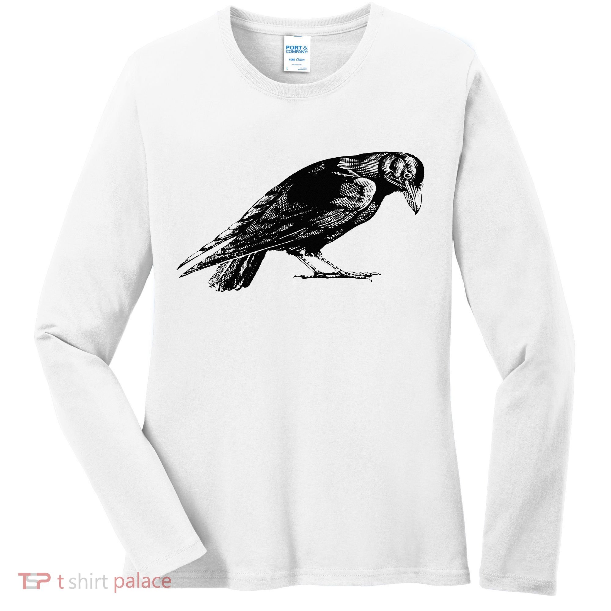 Antique Crow or Raven Women's Long Sleeve Shirt