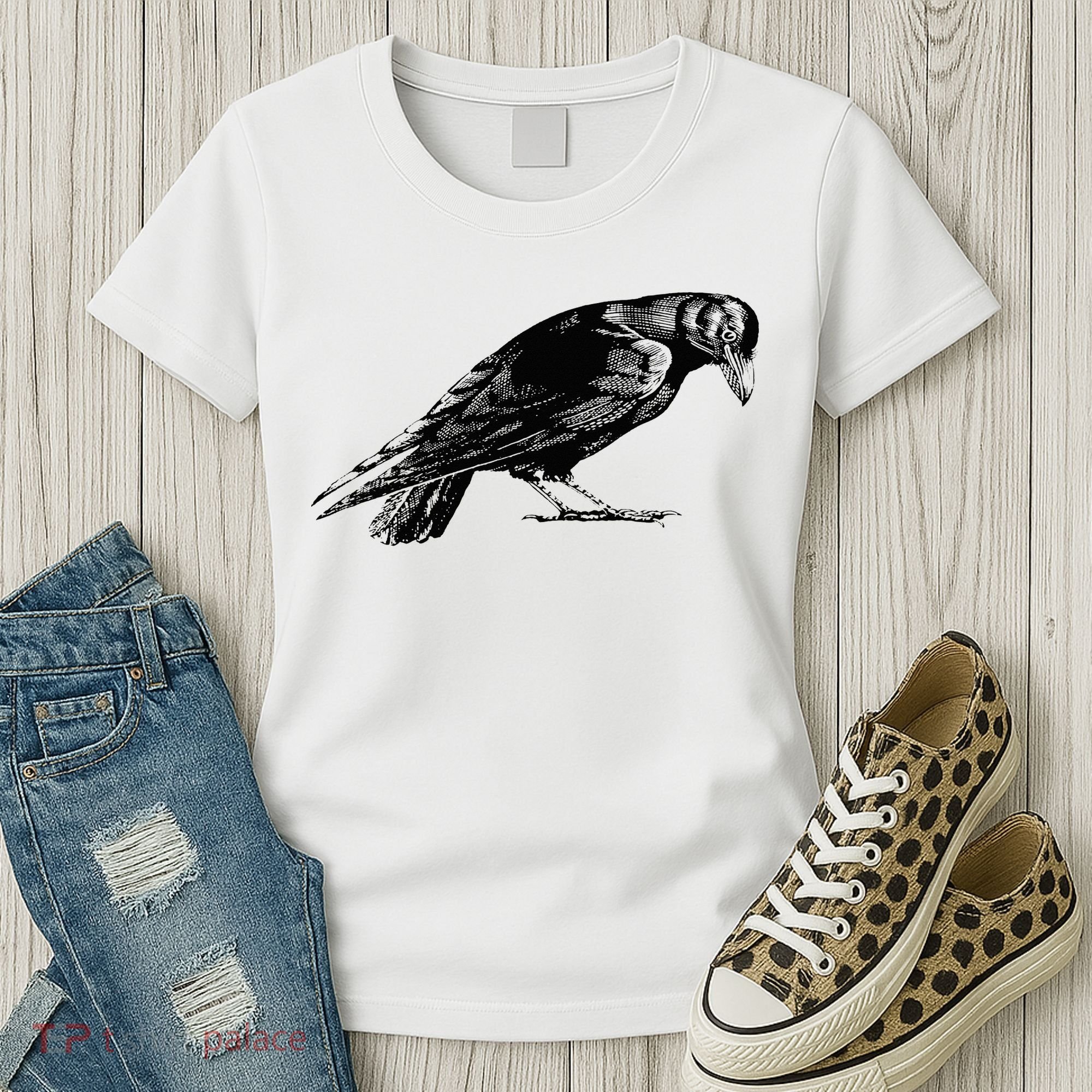 Antique Crow or Raven Women's T-Shirt