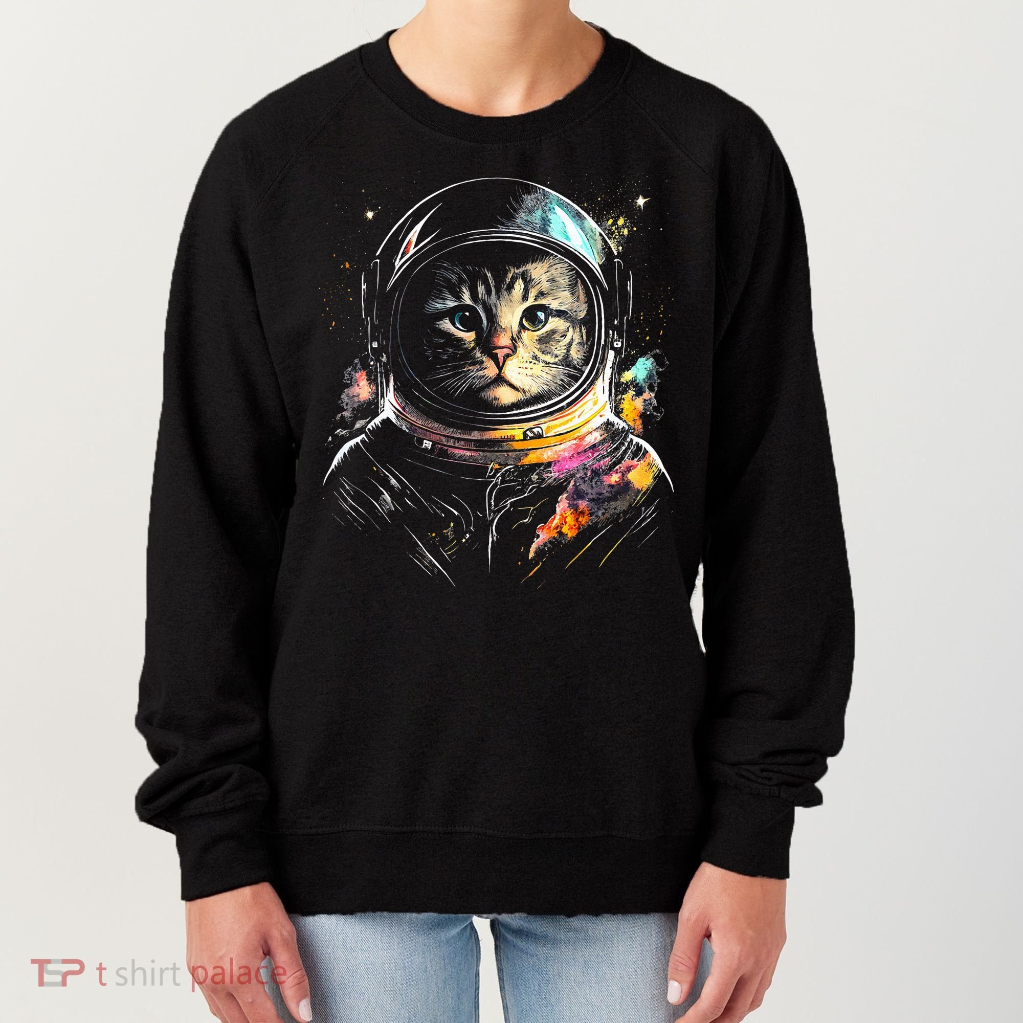 Astronaut Cat Or Funny Space Cat On Galaxy Cat Lover Day Women's Sweatshirt