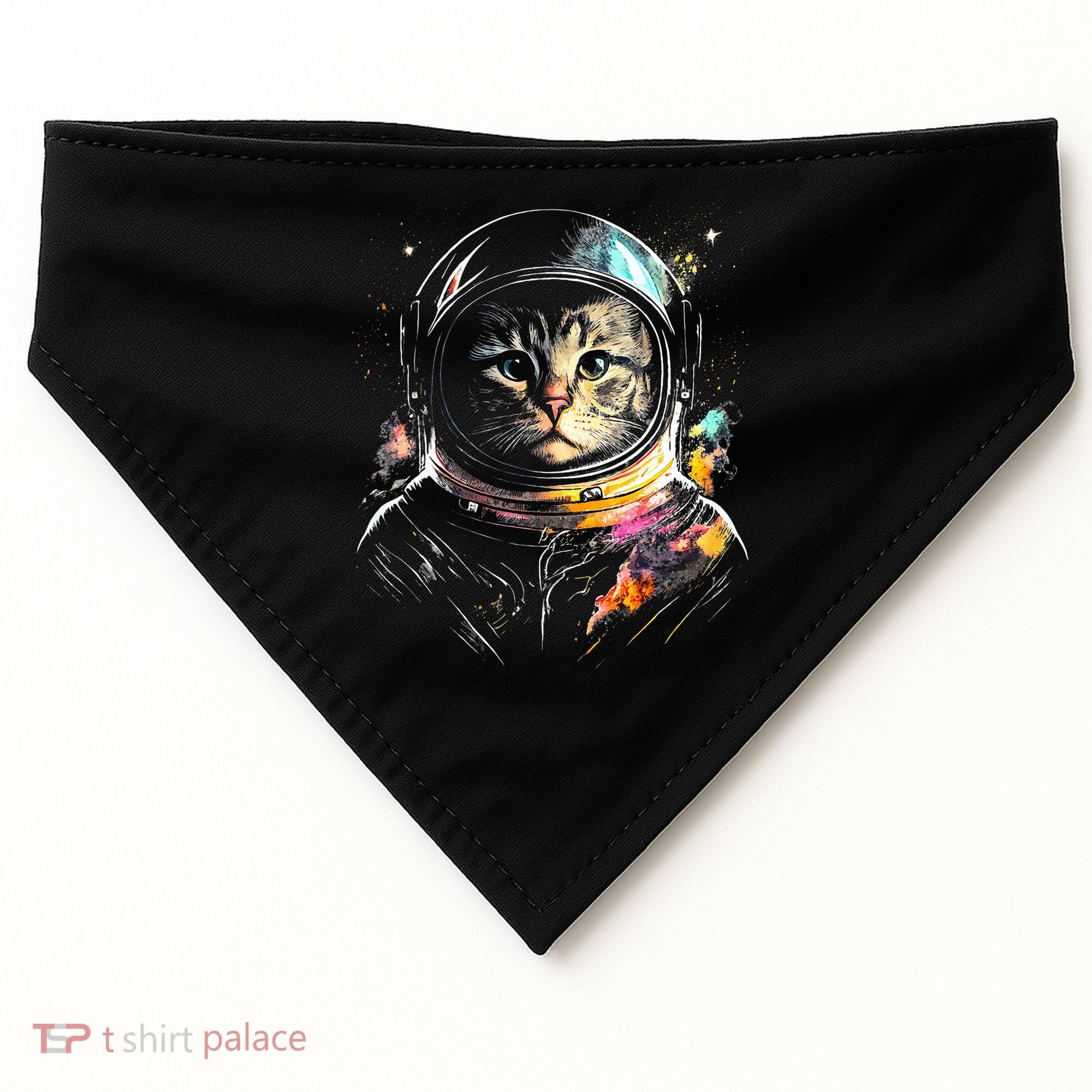 Astronaut Cat Or Funny Space Cat On Galaxy Cat Lover Day USA-Made Doggie Bandana