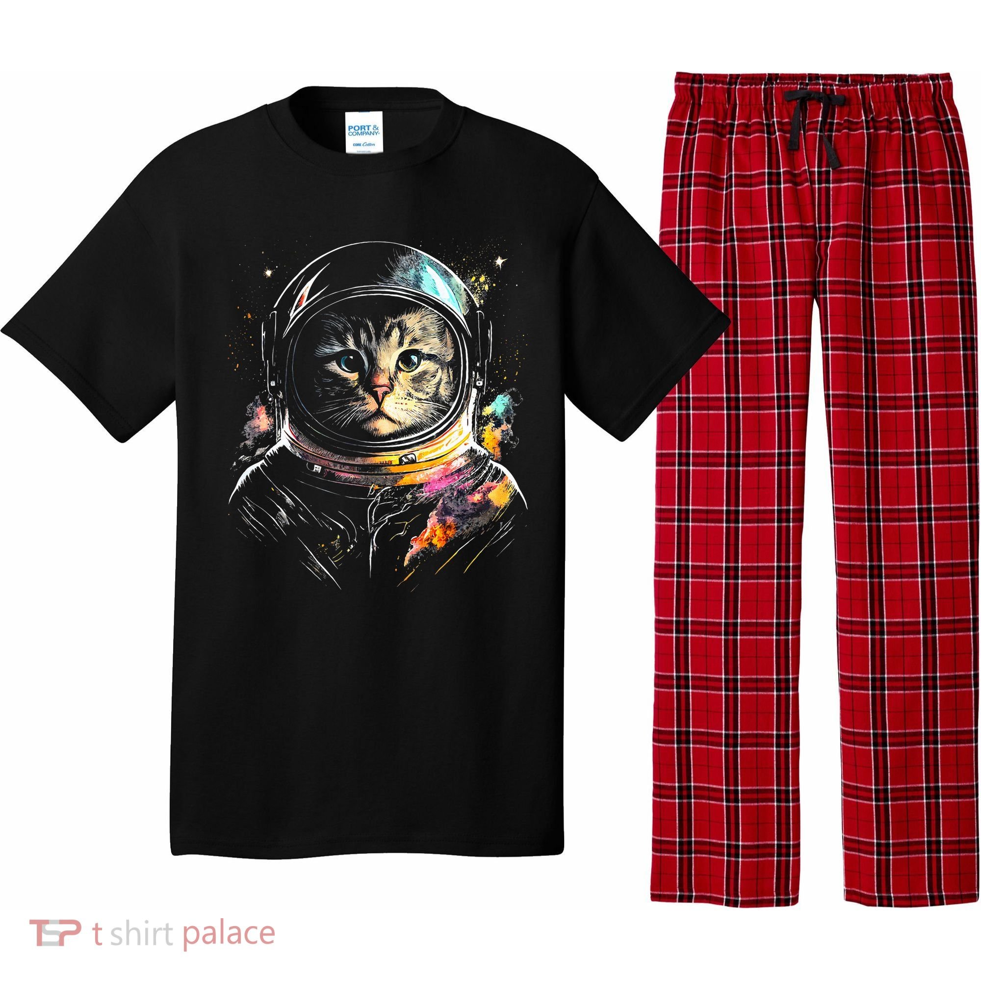 Astronaut Cat Or Funny Space Cat On Galaxy Cat Lover Day Pajama Set