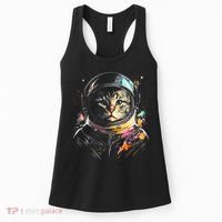 Astronaut Cat Or Funny Space Cat On Galaxy Cat Lover Day Women's Tank Top thumb 0