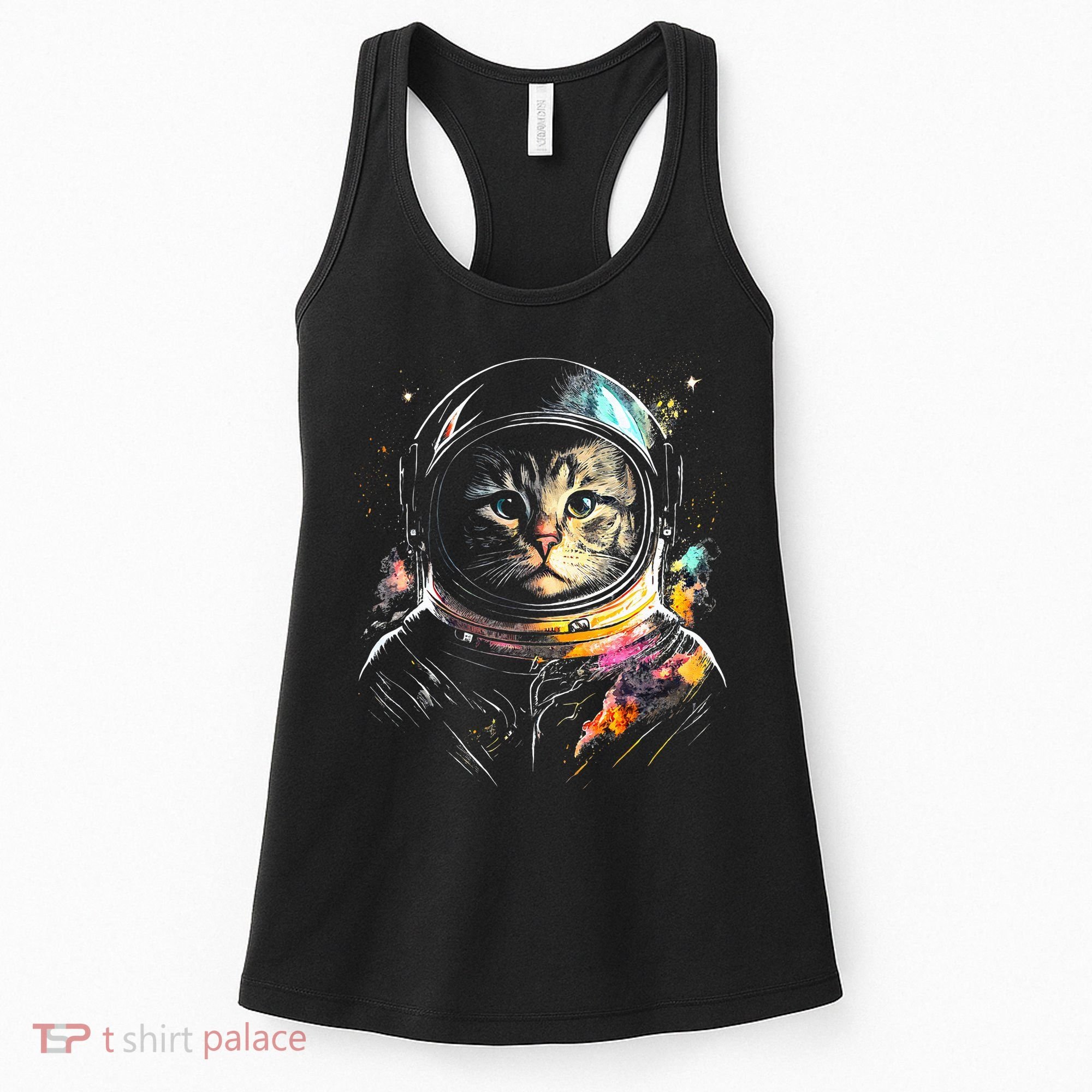 Astronaut Cat Or Funny Space Cat On Galaxy Cat Lover Day Women's Tank Top