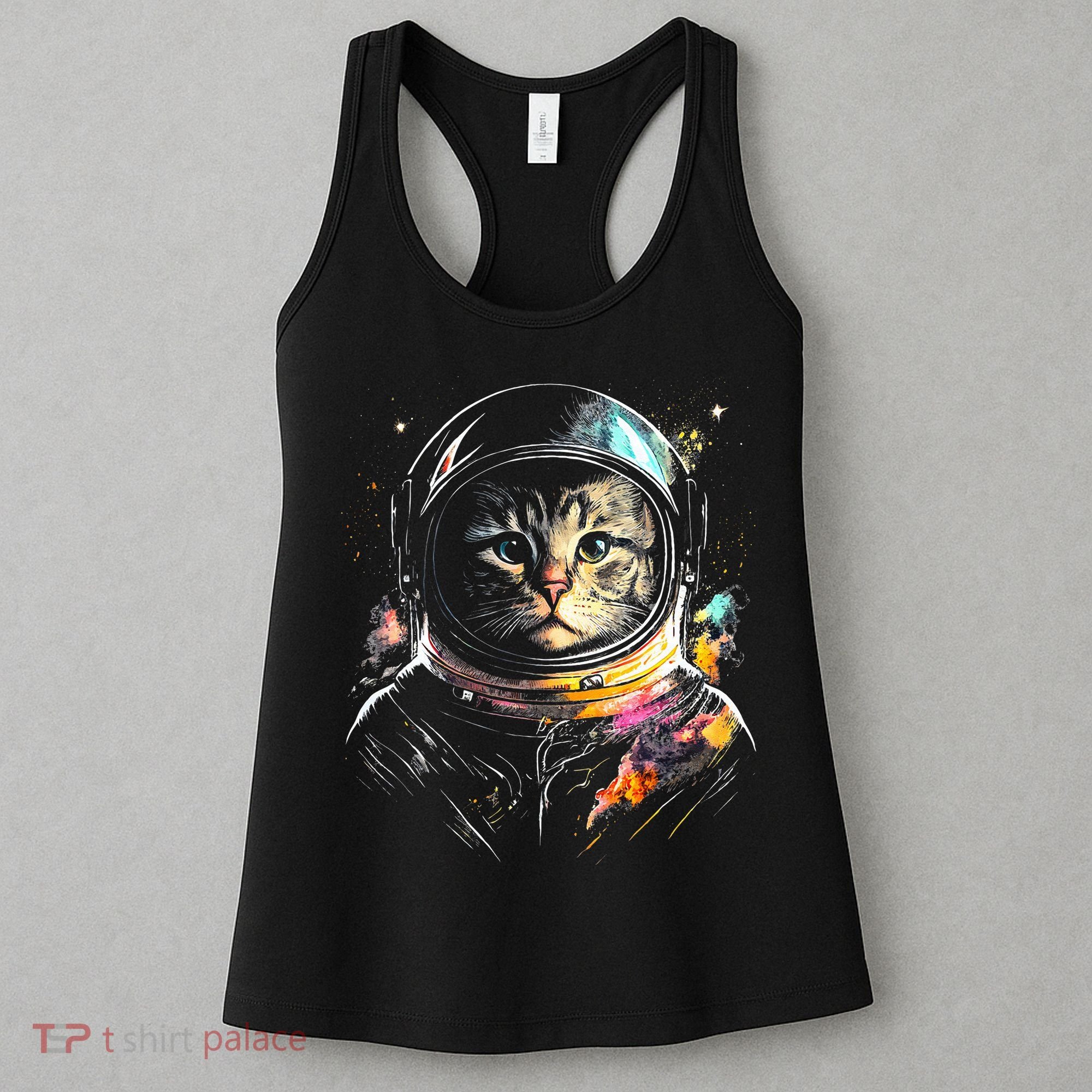 Astronaut Cat Or Funny Space Cat On Galaxy Cat Lover Day Women's Tank Top
