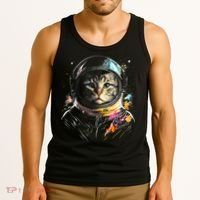 Astronaut Cat Or Funny Space Cat On Galaxy Cat Lover Day Tank Top thumb 3