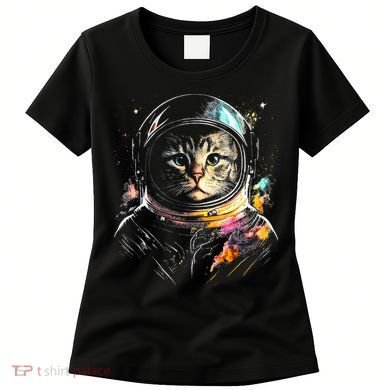 Astronaut Cat Or Funny Space Cat On Galaxy Cat Lover Day Women's T-Shirt