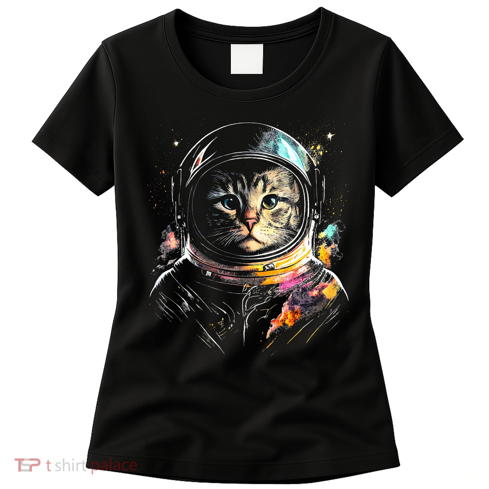 Astronaut Cat Or Funny Space Cat On Galaxy Cat Lover Day Women's T-Shirt