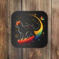 Astronaut Cat or Funny Galaxy Cat on Space Cat Lover Coaster thumb 0