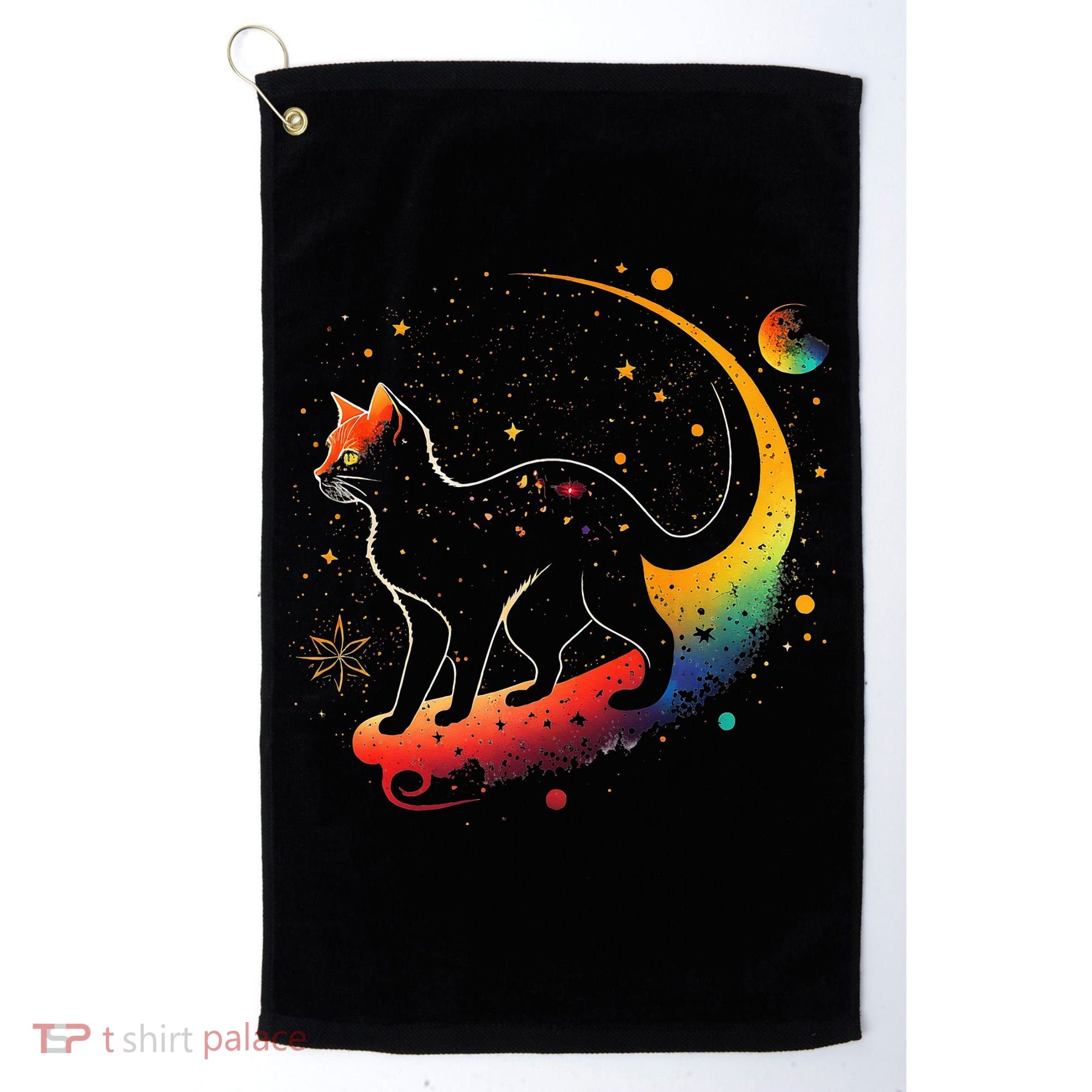 Astronaut Cat or Funny Galaxy Cat on Space Cat Lover Golf Towel