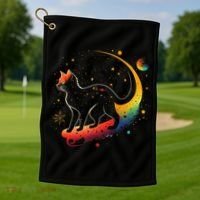 Astronaut Cat or Funny Galaxy Cat on Space Cat Lover Golf Towel thumb 1