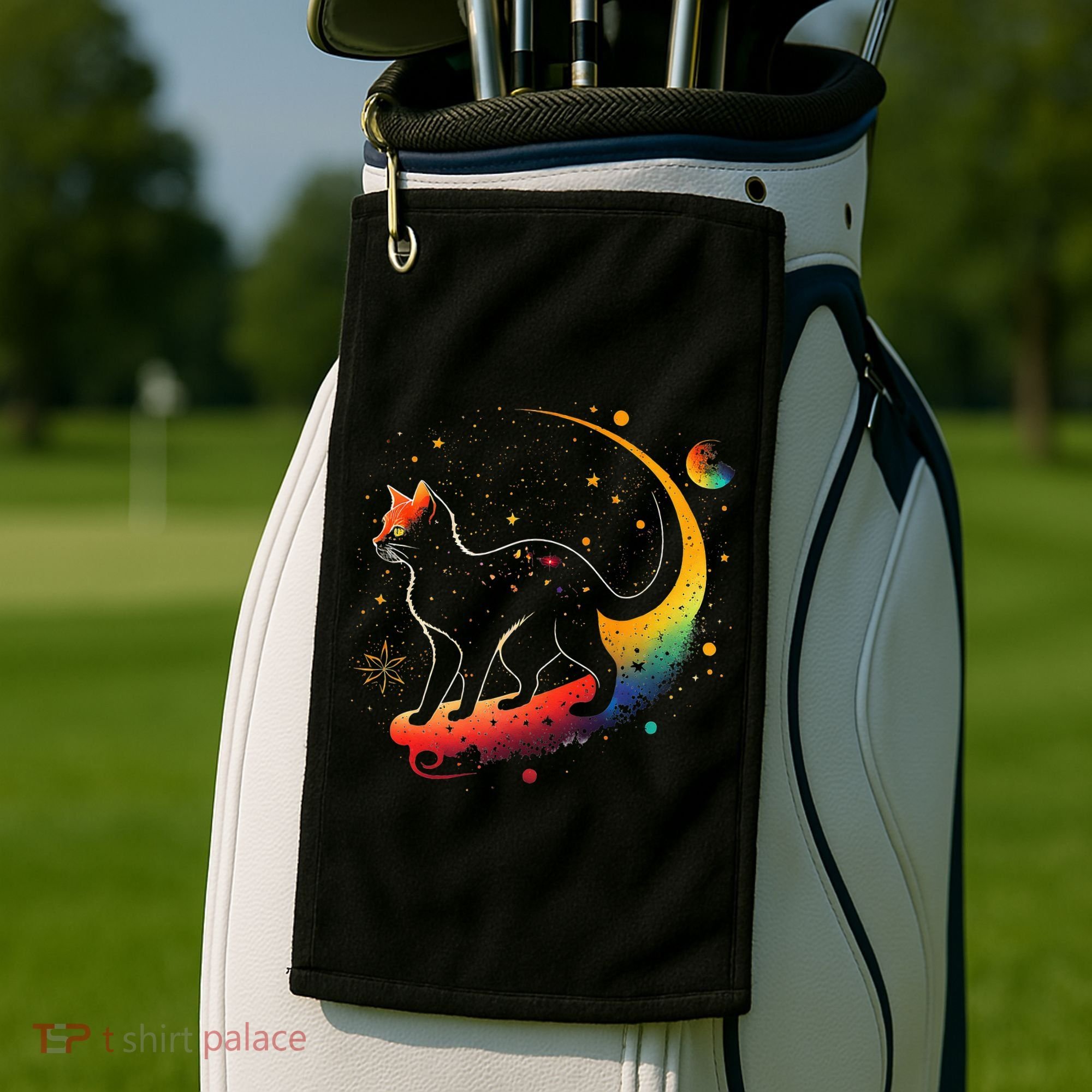 Astronaut Cat or Funny Galaxy Cat on Space Cat Lover Golf Towel