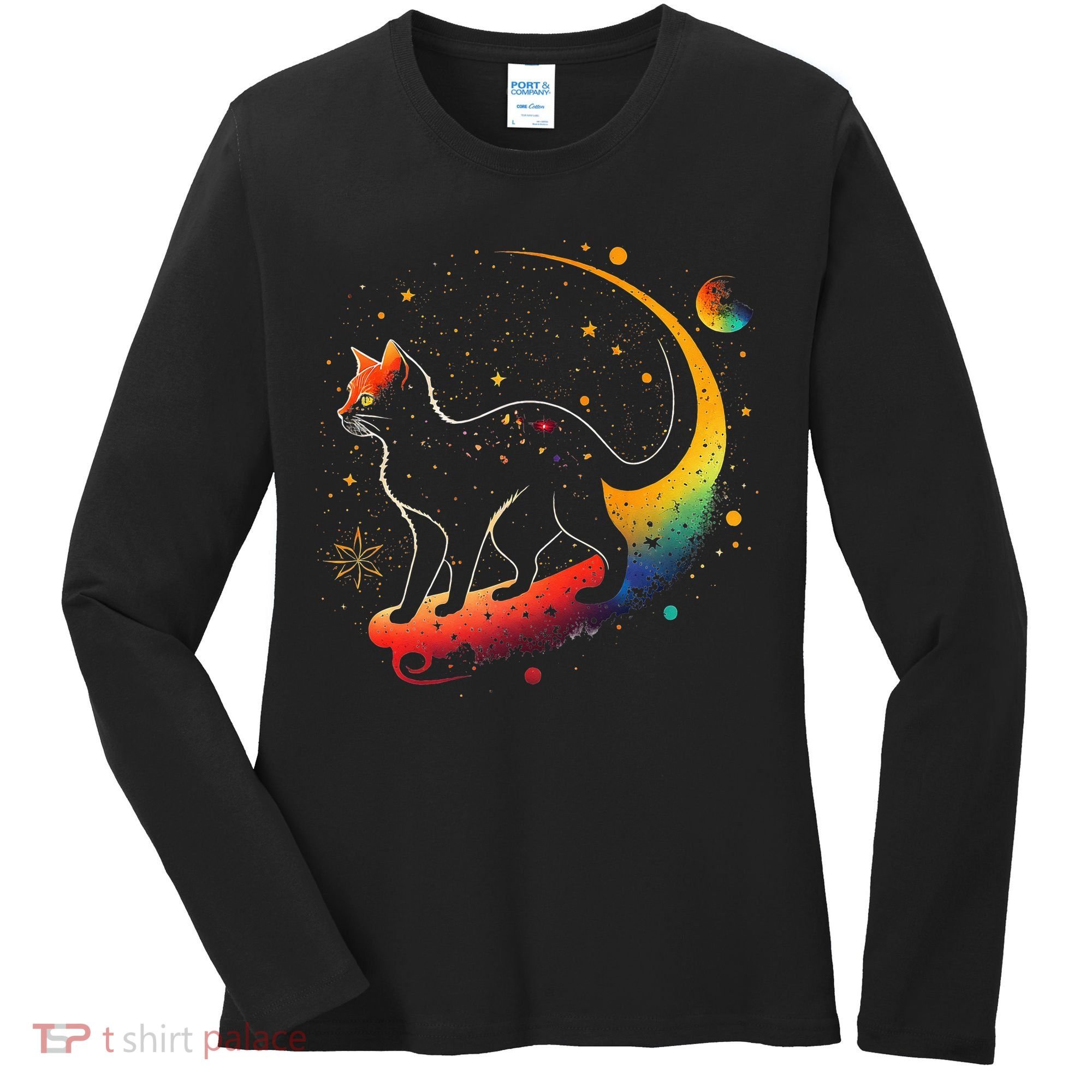Astronaut Cat or Funny Galaxy Cat on Space Cat Lover Women's Long Sleeve Shirt