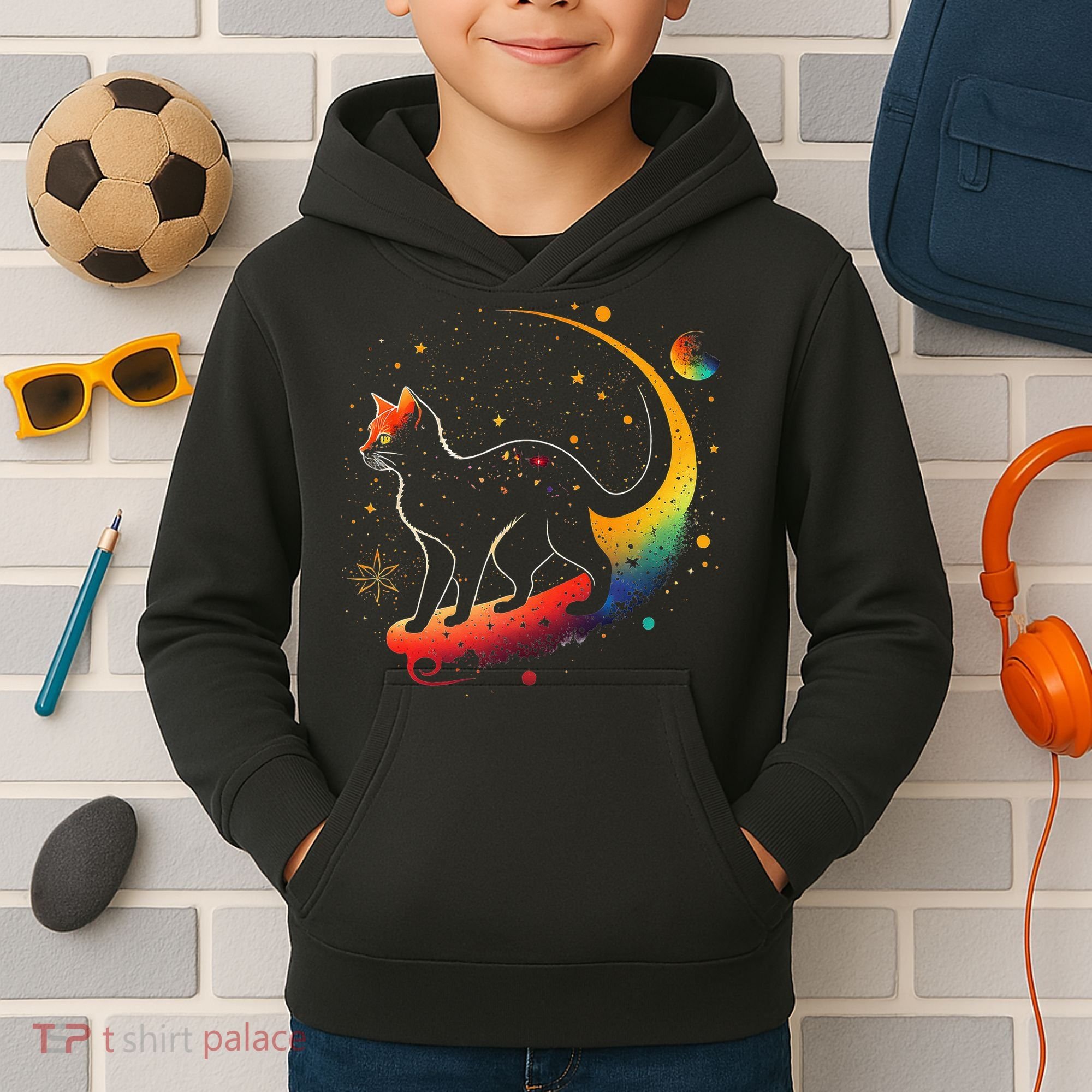 Astronaut Cat or Funny Galaxy Cat on Space Cat Lover Kids Hoodie