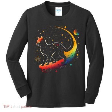 Astronaut Cat or Funny Galaxy Cat on Space Cat Lover Kids Long Sleeve Shirt