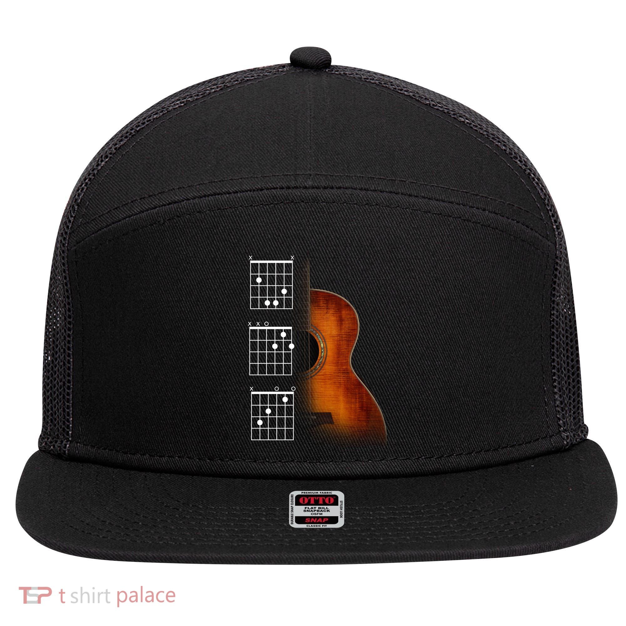 Acoustic Guitar Chords 7 Panel Mesh Trucker Snapback Hat