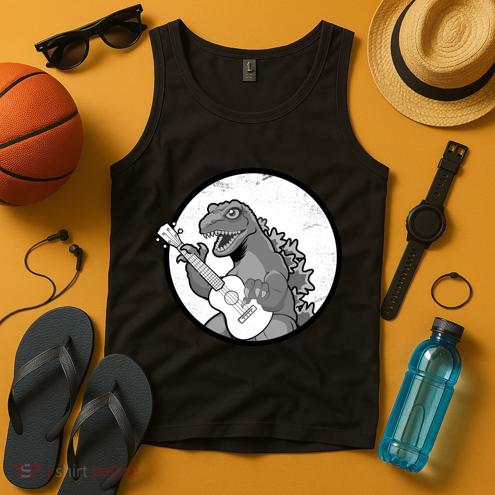 Acoustic Guitar Dinosaur Tank Top