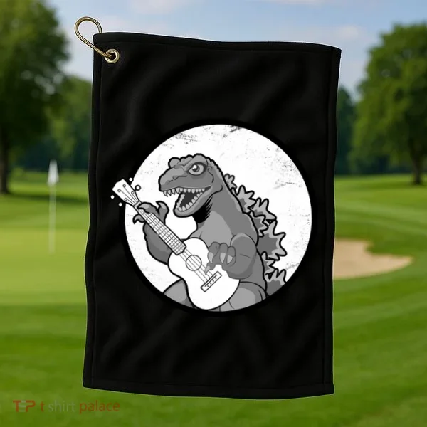Acoustic Guitar Dinosaur Golf Towel