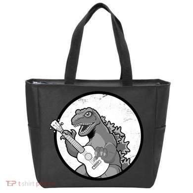 Acoustic Guitar Dinosaur Tote Bag