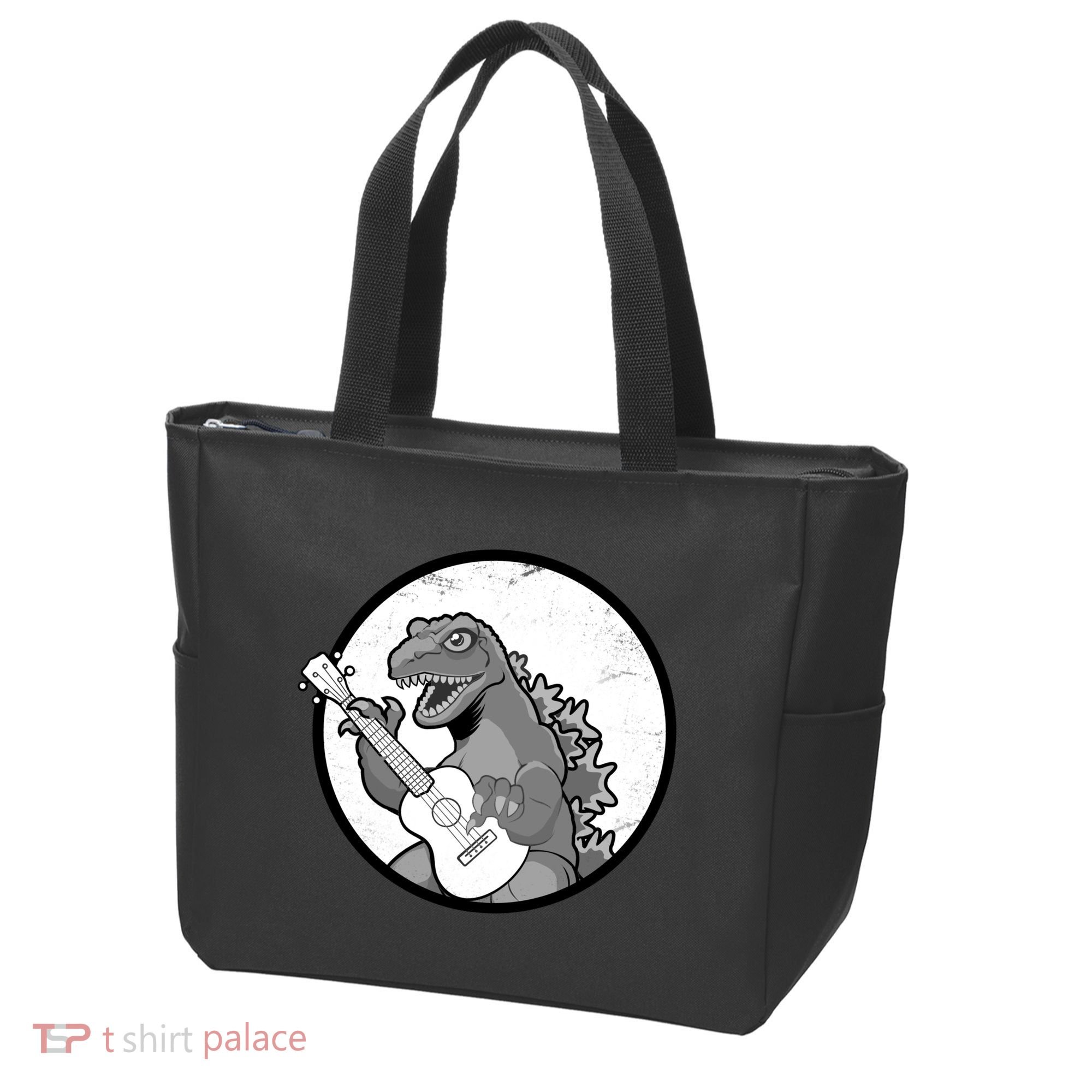 Acoustic Guitar Dinosaur Tote Bag
