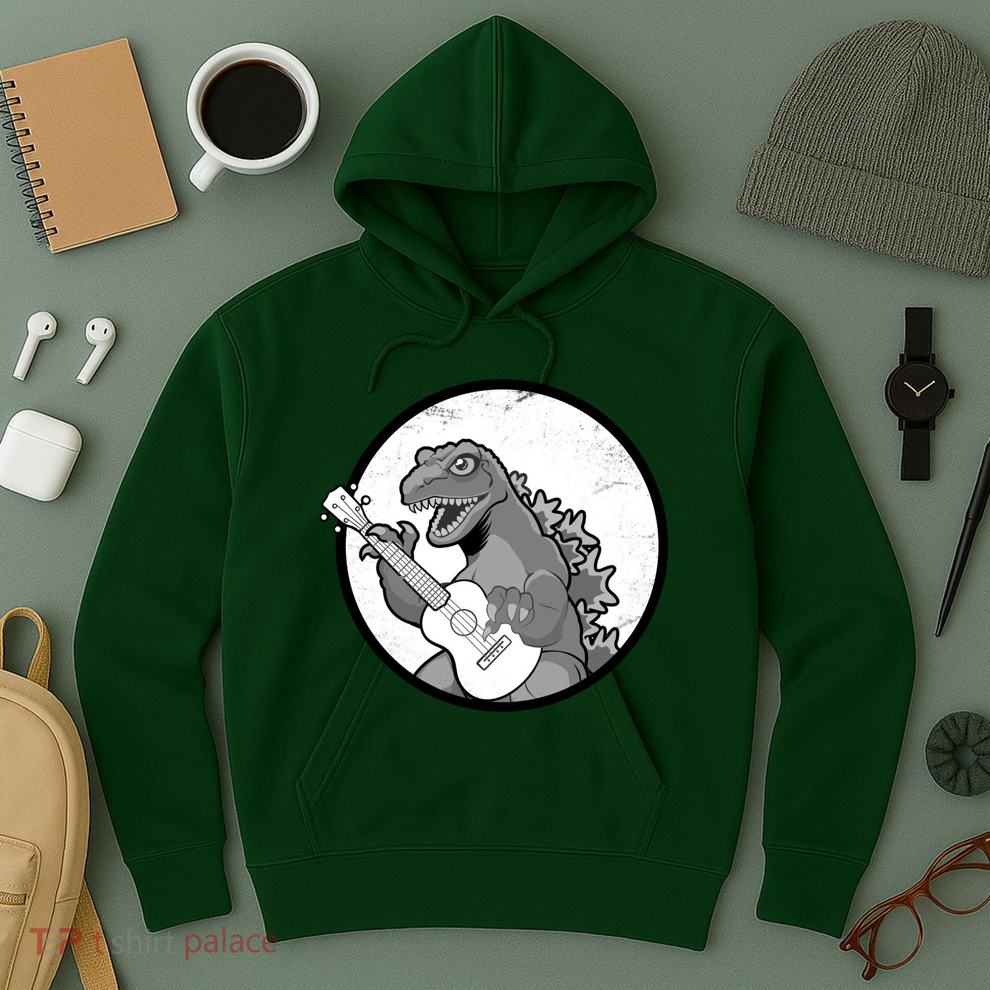 Acoustic Guitar Dinosaur Hoodie