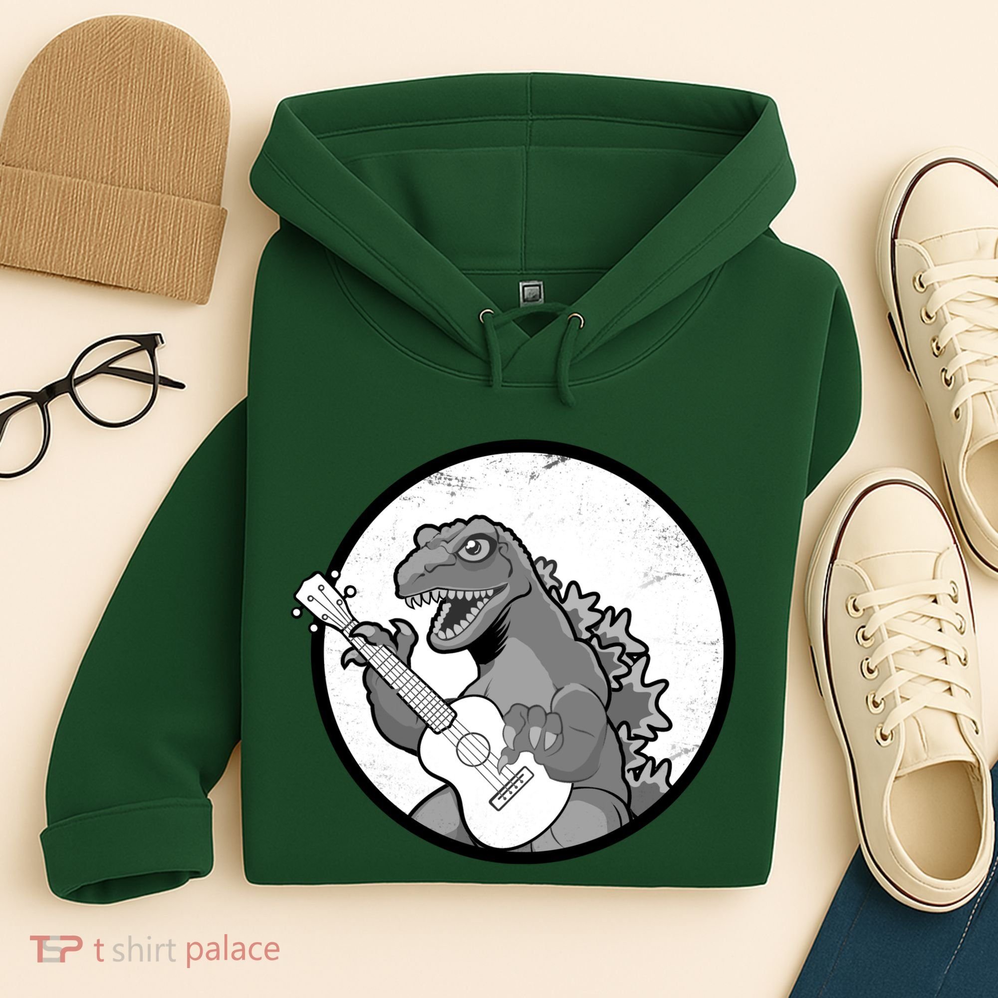Acoustic Guitar Dinosaur Hoodie
