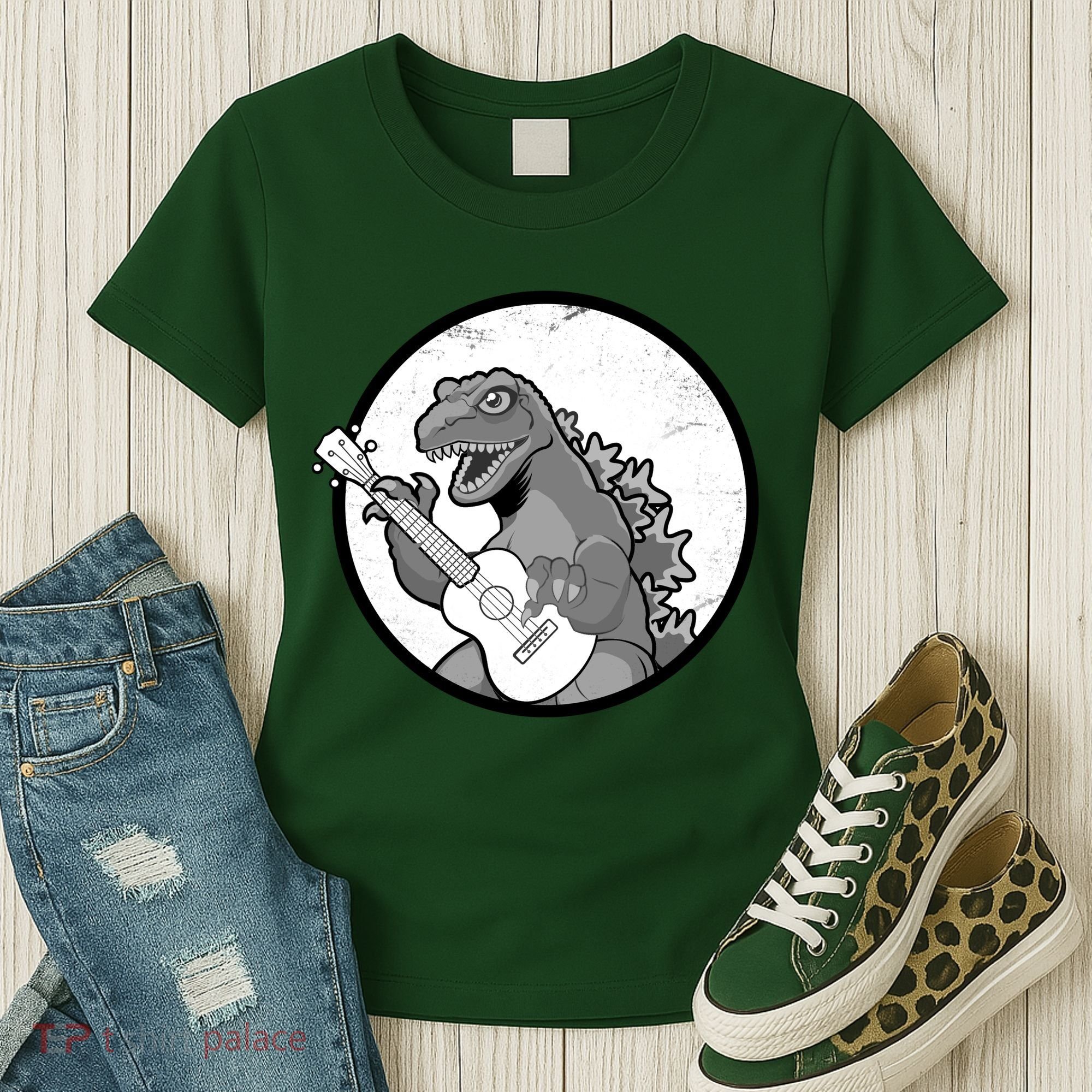 Acoustic Guitar Dinosaur Women's T-Shirt