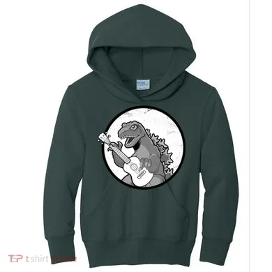 Acoustic Guitar Dinosaur Kids Hoodie