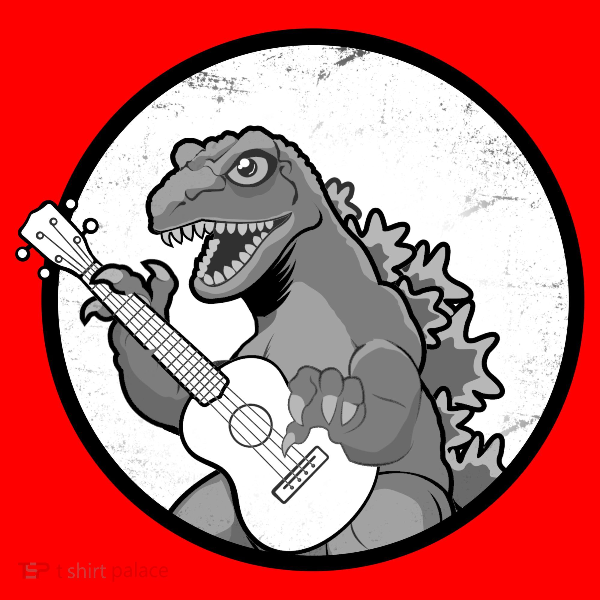 Acoustic Guitar Dinosaur Santa Hat
