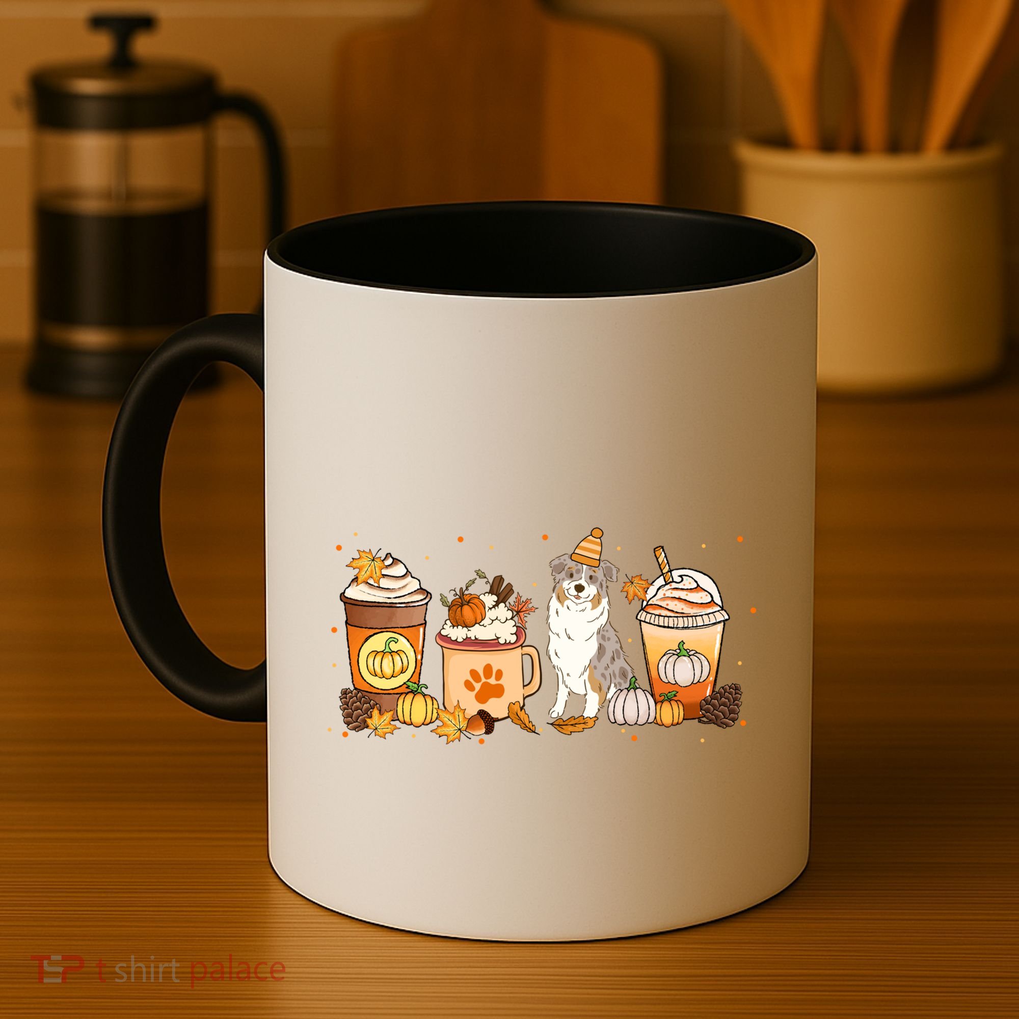 Aussie Coffee Pumpkin Spice Dog Lovers Fall Thanksgiving Funny Gift Coffee Mug