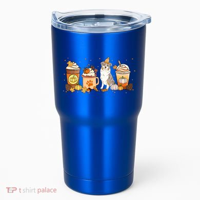 Aussie Coffee Pumpkin Spice Dog Lovers Fall Thanksgiving Funny Gift Tumbler