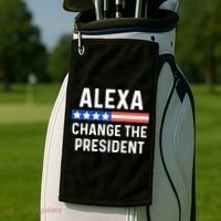 Alexa Change President Funny Usa Flag Golf Towel thumb 2