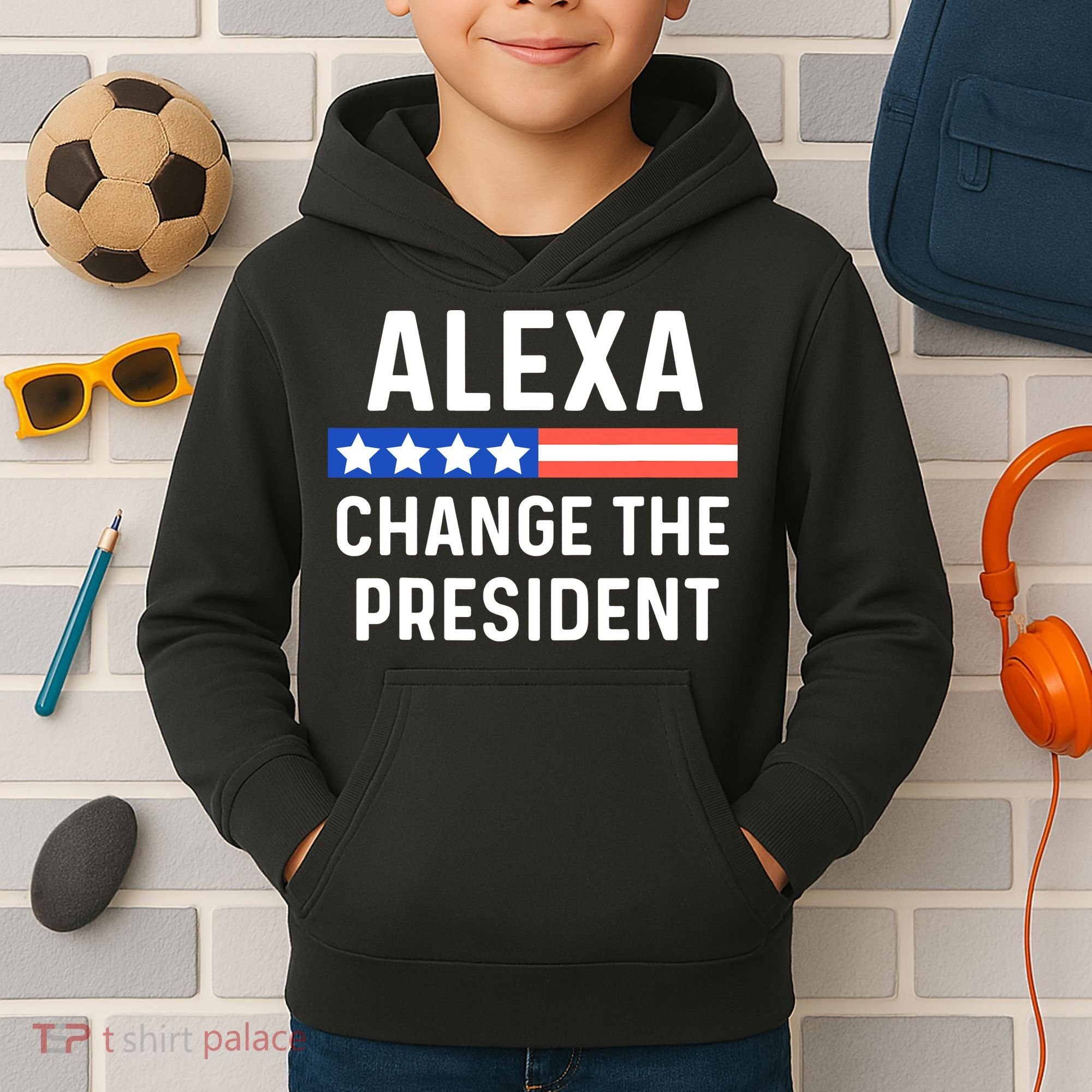 Alexa Change President Funny Usa Flag Kids Hoodie