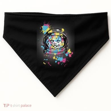 Astronaut Cat Paint Splatter Colorful Design USA-Made Doggie Bandana