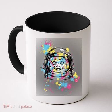 Astronaut Cat Paint Splatter Colorful Design Coffee Mug