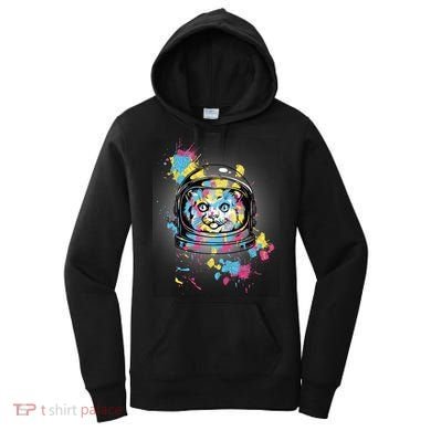 Astronaut Cat Paint Splatter Colorful Design Women's Hoodie