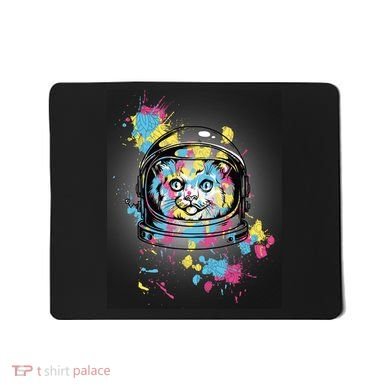 Astronaut Cat Paint Splatter Colorful Design Mousepad