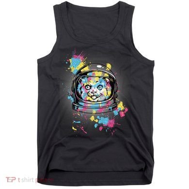 Astronaut Cat Paint Splatter Colorful Design Tank Top