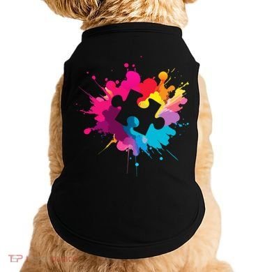 Autism Colorful Puzzle Piece Doggie Tank