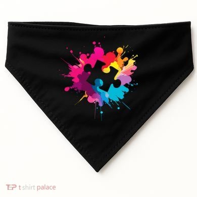 Autism Colorful Puzzle Piece USA-Made Doggie Bandana
