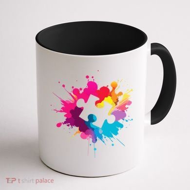 Autism Colorful Puzzle Piece Coffee Mug back