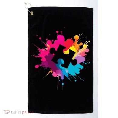 Autism Colorful Puzzle Piece Golf Towel