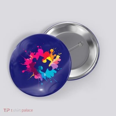 Autism Colorful Puzzle Piece Button