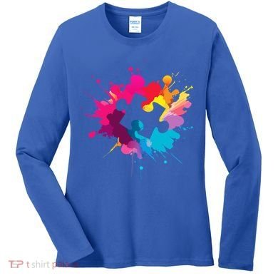 Autism Colorful Puzzle Piece Women's Long Sleeve Shirt