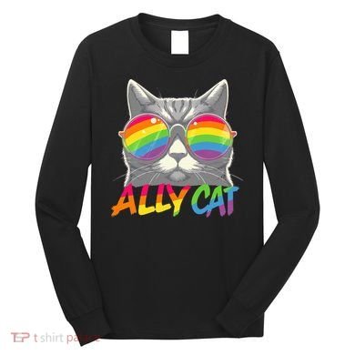 Ally Cat Pride Stuff Flag Lgbt Long Sleeve Shirt