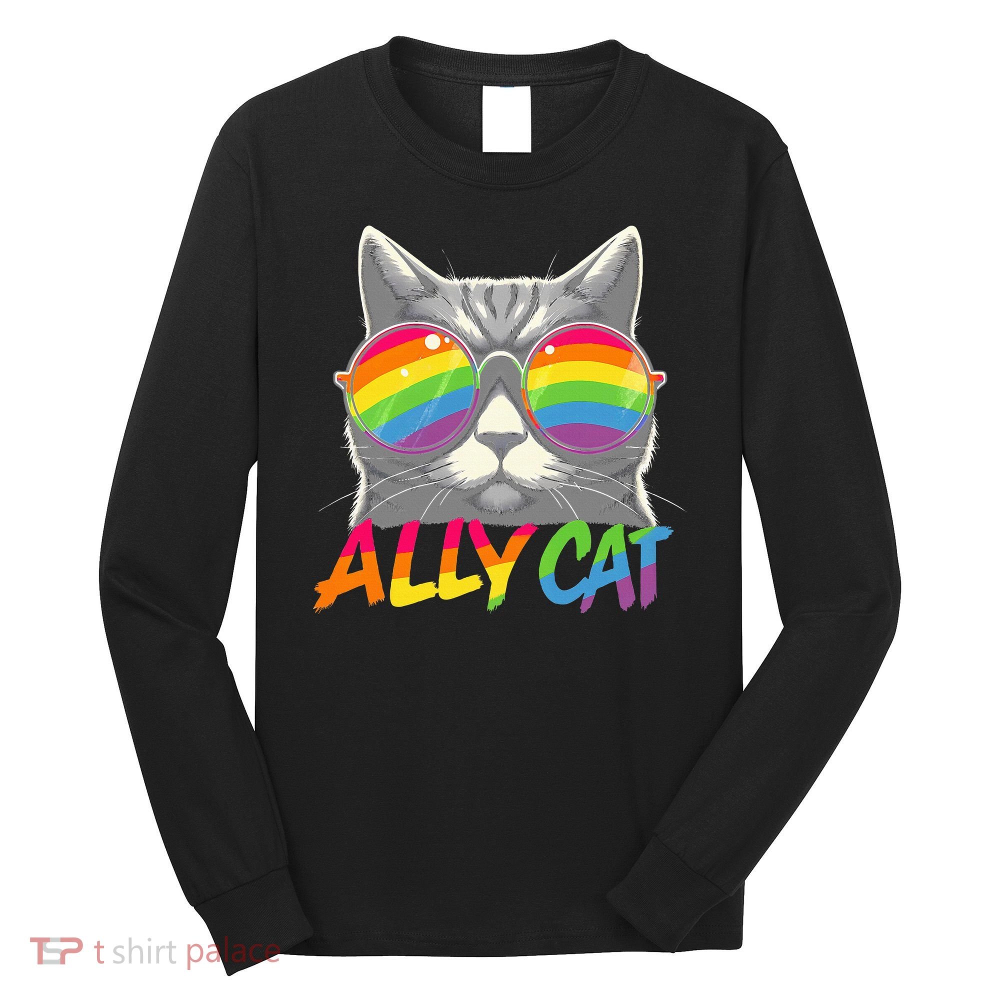 Ally Cat Pride Stuff Flag Lgbt Long Sleeve Shirt