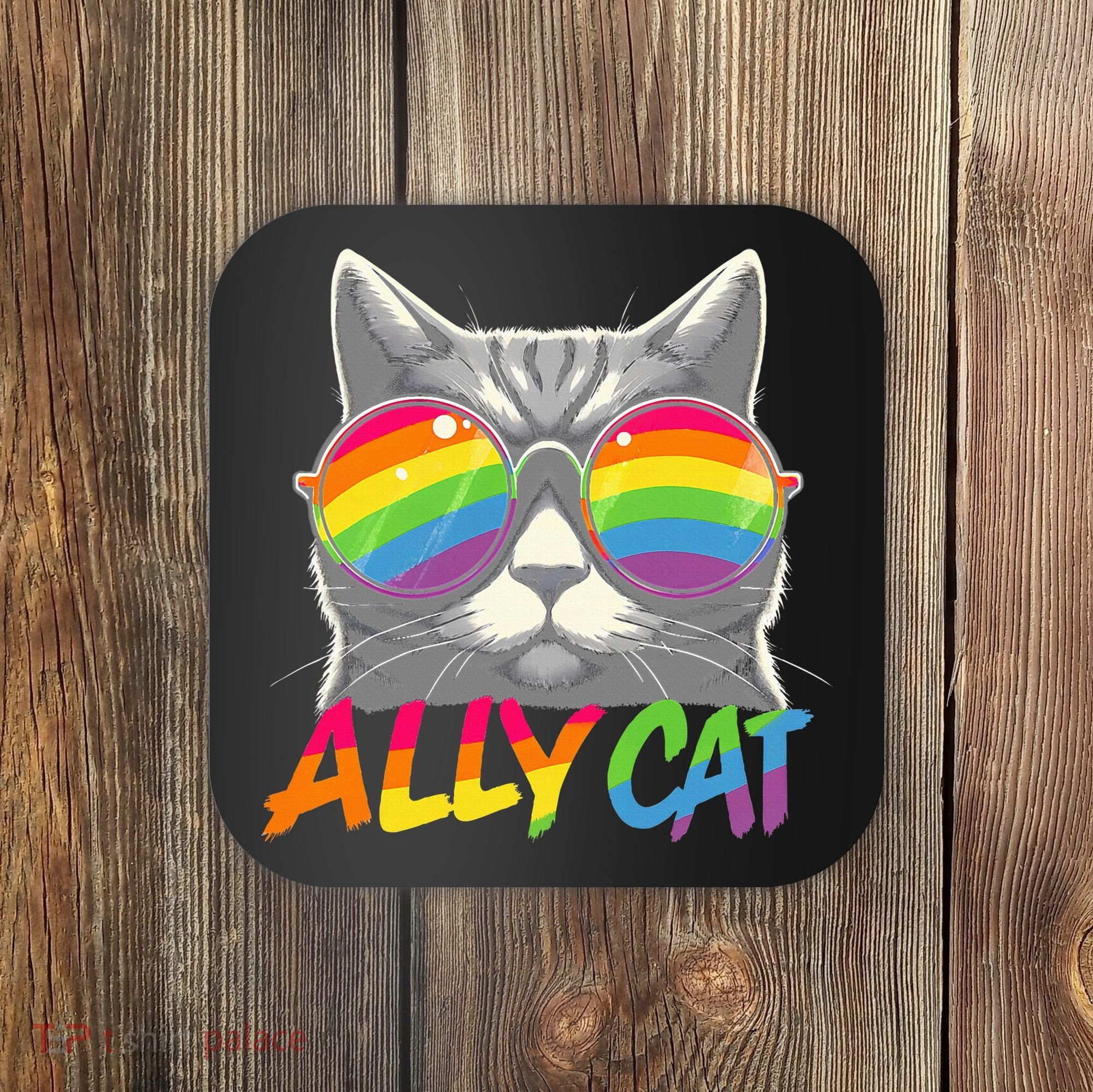 Ally Cat Pride Stuff Flag Lgbt Coaster