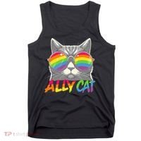 Ally Cat Pride Stuff Flag Lgbt Tank Top thumb 0